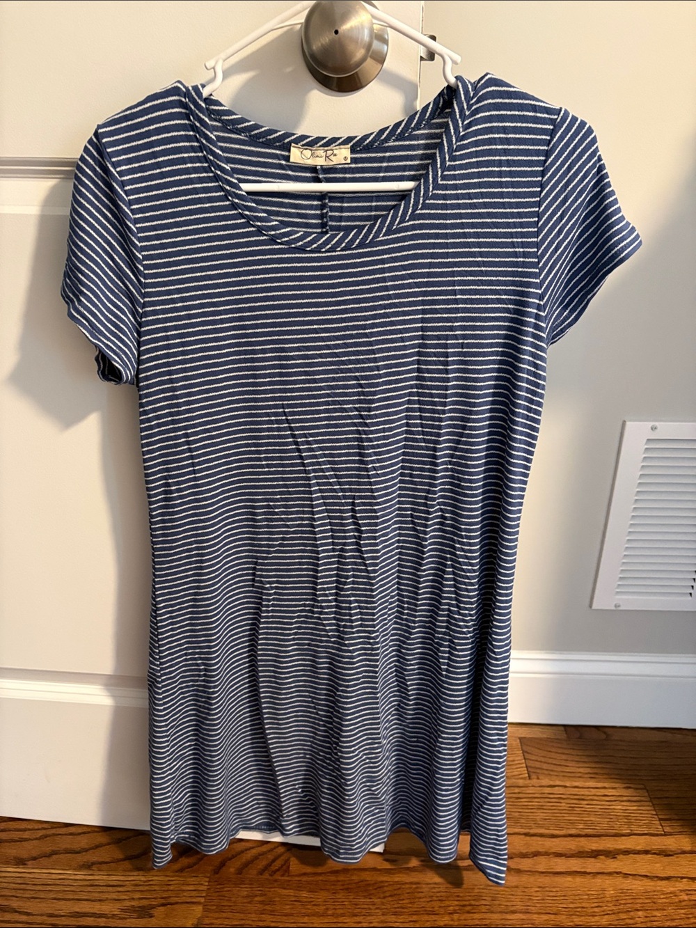 Olivia Rae Navy and White Striped Short Sleeve Dress